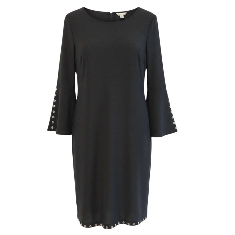 C Est 1946 Shift Dress Black Studded Bell Sleeve Edgy Women Small NWT